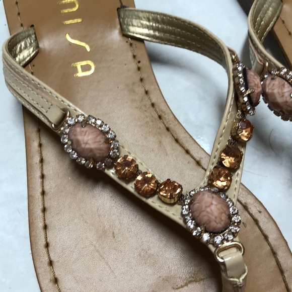 Unisa Tan, Bronze & Pink Bling Embellished Sandals - Picture 2 of 4